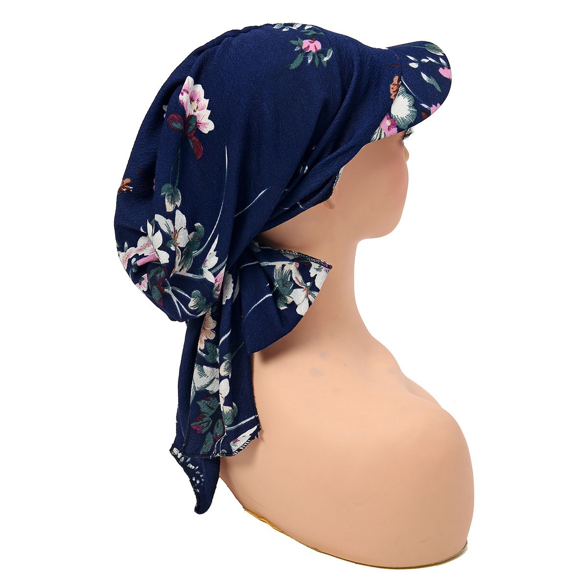 Mode impression femmes Hijab casquettes envelopper cheveux avec bord Turban Bonnet respirant confortable dames foulard chapeau cacher les cheveux