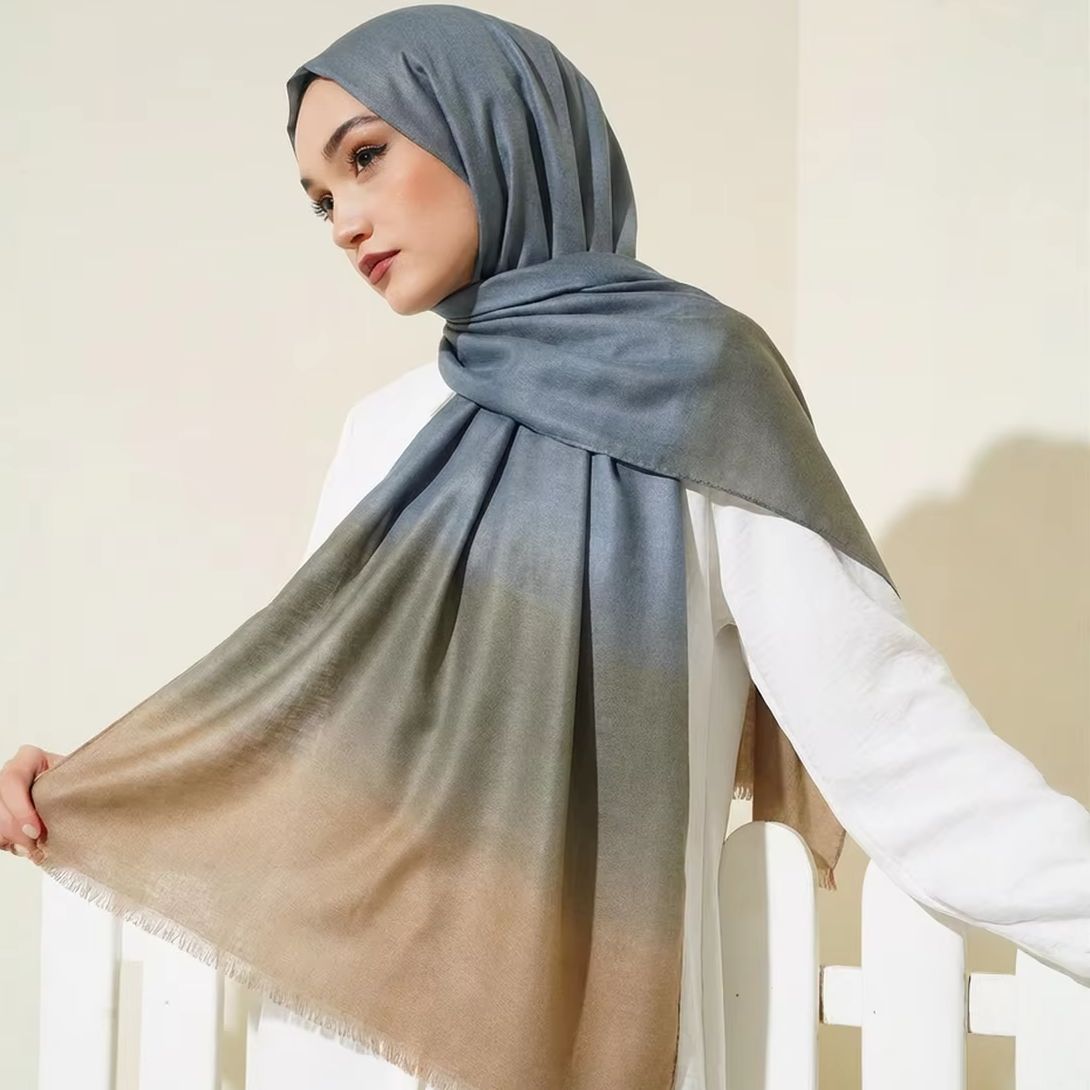 Vente en gros de grands foulards en voile pour femmes, en viscose, hijab, écharpe, Ramadan, dégradé, ombré, châles et enveloppes, paillettes, foulards féminins, hijabs
