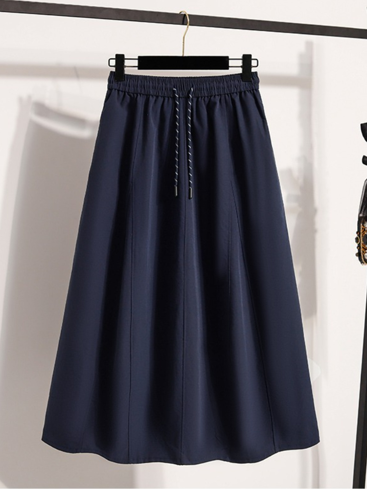 Style coréen décontracté polyvalent jupe longue grande taille jupes femmes 2026 printemps nouvelle mode haute taille élastique une ligne jupe