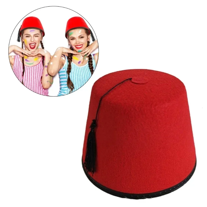 Chapeau Fez rouge, casquette turque pour enfants adultes, casquette ronde respirante, chapeau Ottoman Tarboosh, accessoires