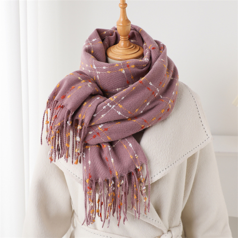 Marque de luxe Plaid écharpe femmes automne hiver femmes chaud foulard Pashmina dame châles et enveloppes décontracté gland couverture foulards