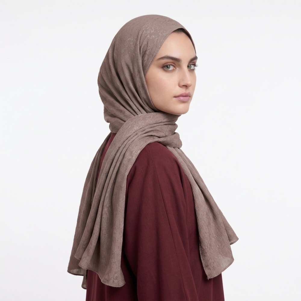 Écharpe longue unie pour femmes, motif floral en relief, motif de feuilles, en polyester