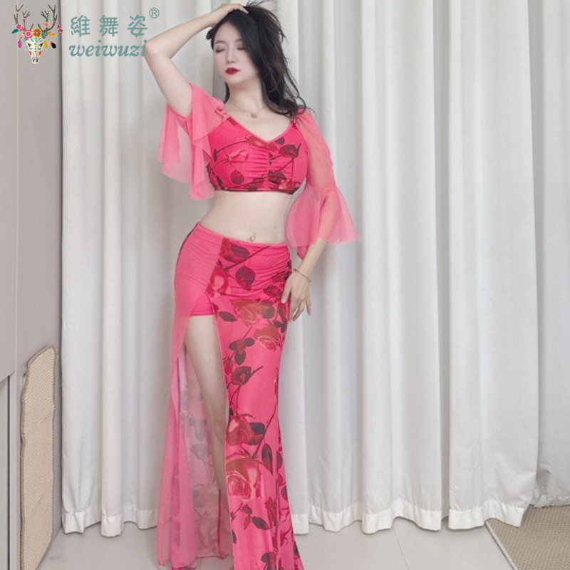 Costumes pour femmes adultes, robe de danse orientale en corne, manches longues, strass scintillants, jupe brillante, Sexy, fente latérale, carnaval fantaisie, nouveau