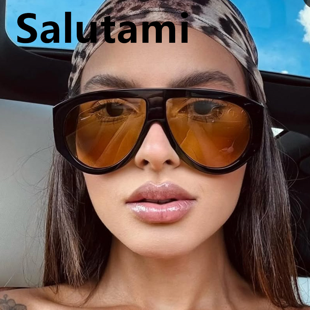 Nouvelles lunettes de soleil tendance pour hommes, style vintage, surdimensionnées, ovales, vertes et marron dégradées, lunettes de soleil élégantes et tendance pour femmes, protection UV400