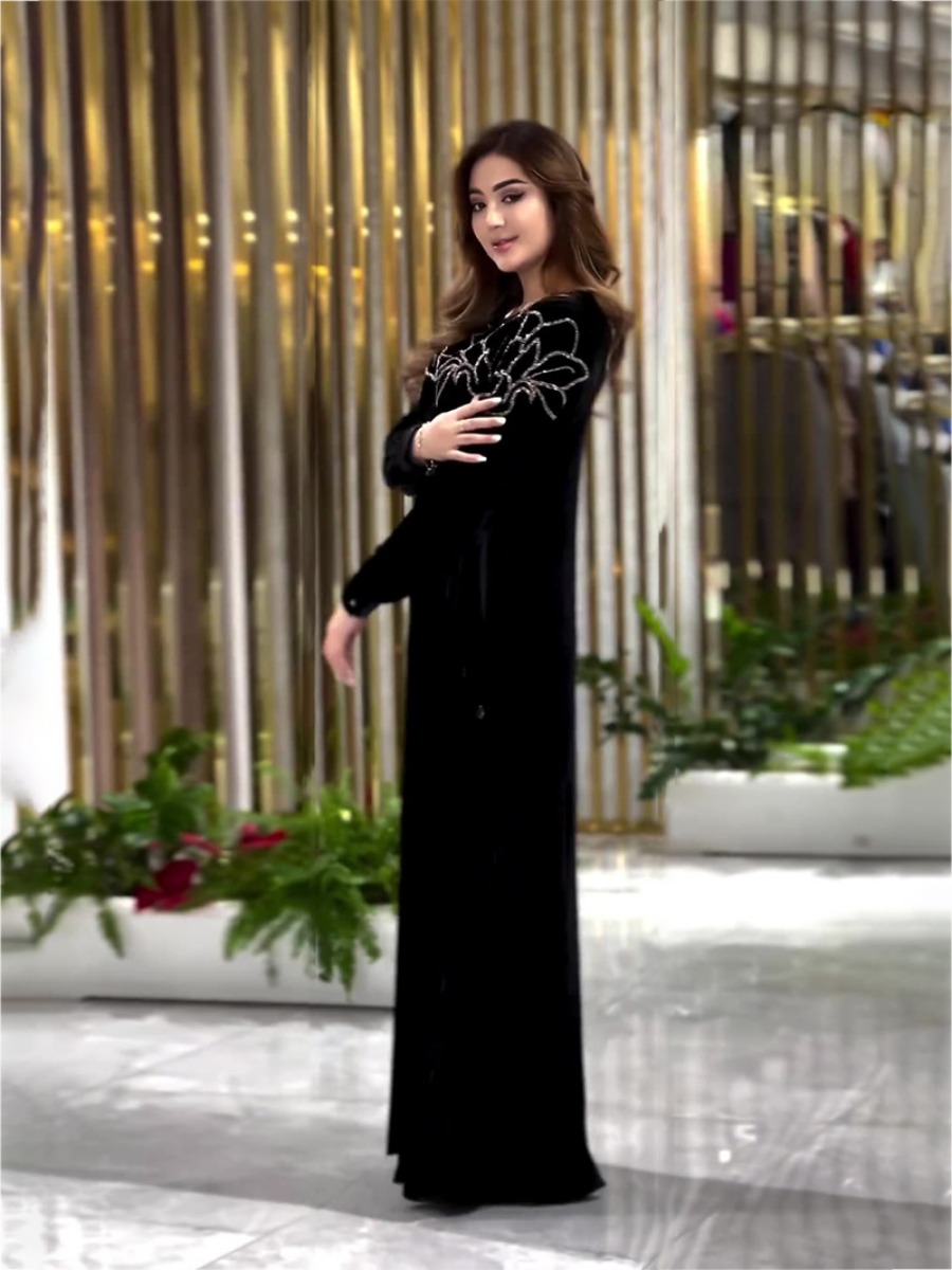 Eid Robe de soirée musulmane pour femmes Abaya printemps velours diamant robes Ramadan ceinture robes Largos dubaï Robe Jalabiya 2024