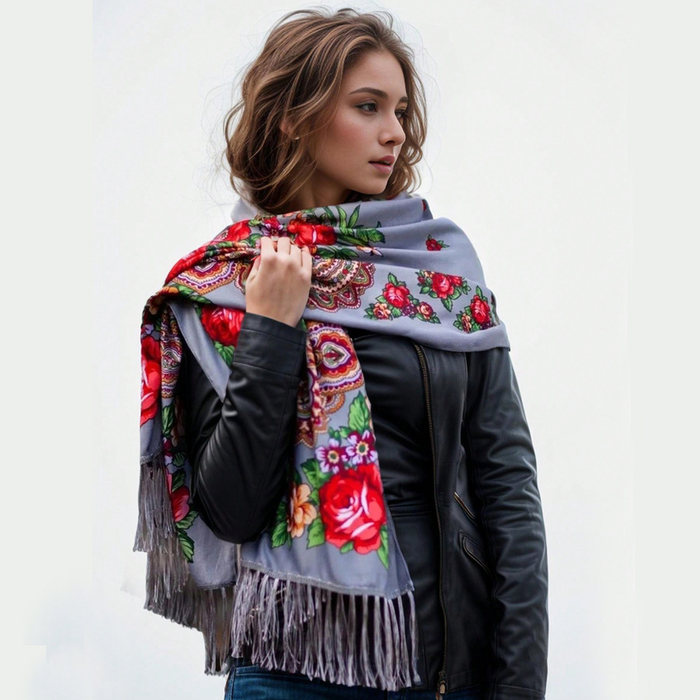 Marque de luxe nouvelle fleur rétro Style ethnique imprimé écharpe femmes longue serviette gland enveloppement automne et hiver chaud châle foulards