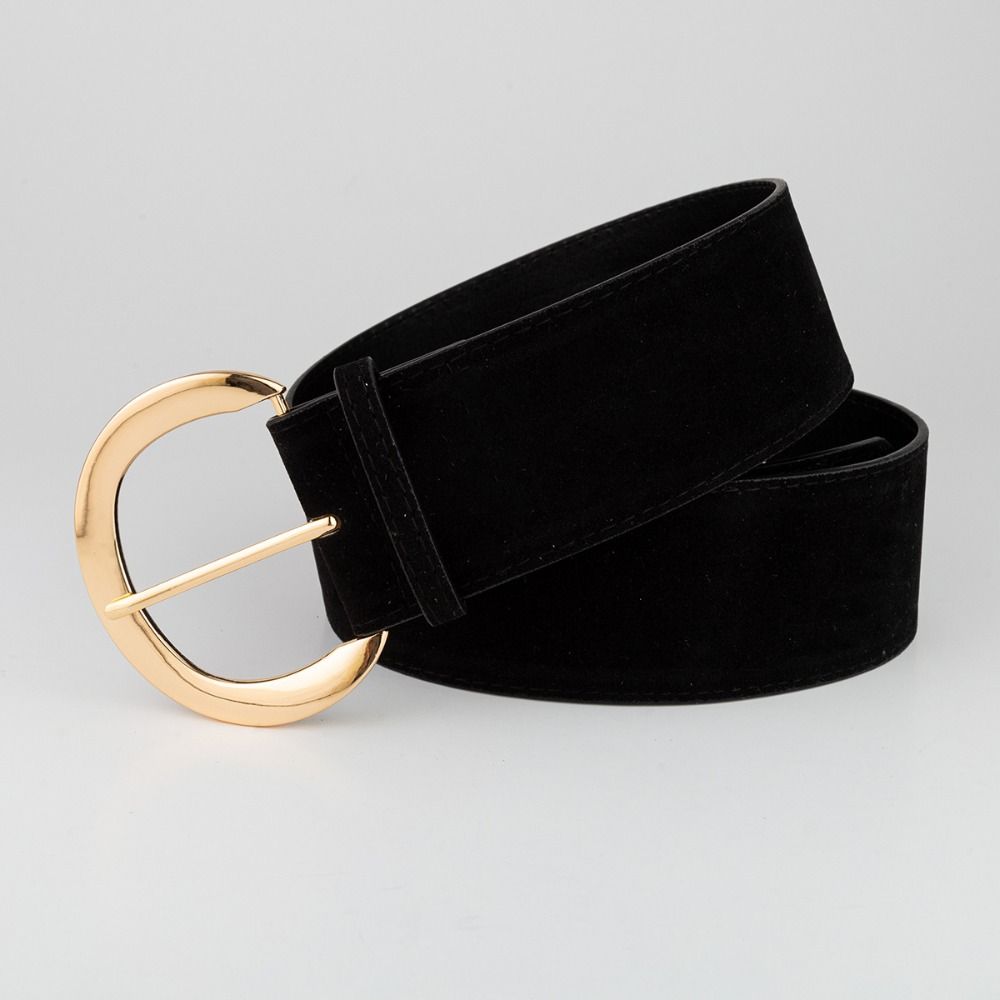 Ceinture large en cuir suédé pour femmes, Design de luxe rétro, décontractée, polyvalente, boucle ardillon, tendance, pantalon, robe