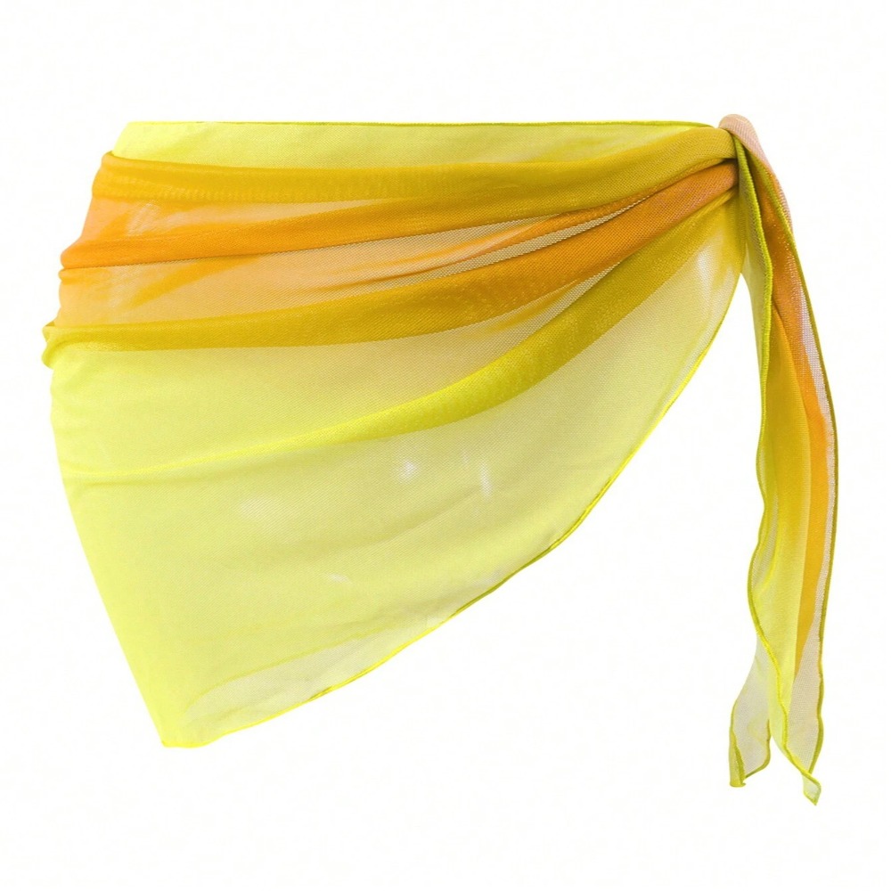 Robe de plage en mousseline de soie avec protection UPF, tissu transparent, cache-maillot de bain court, couleur dégradée