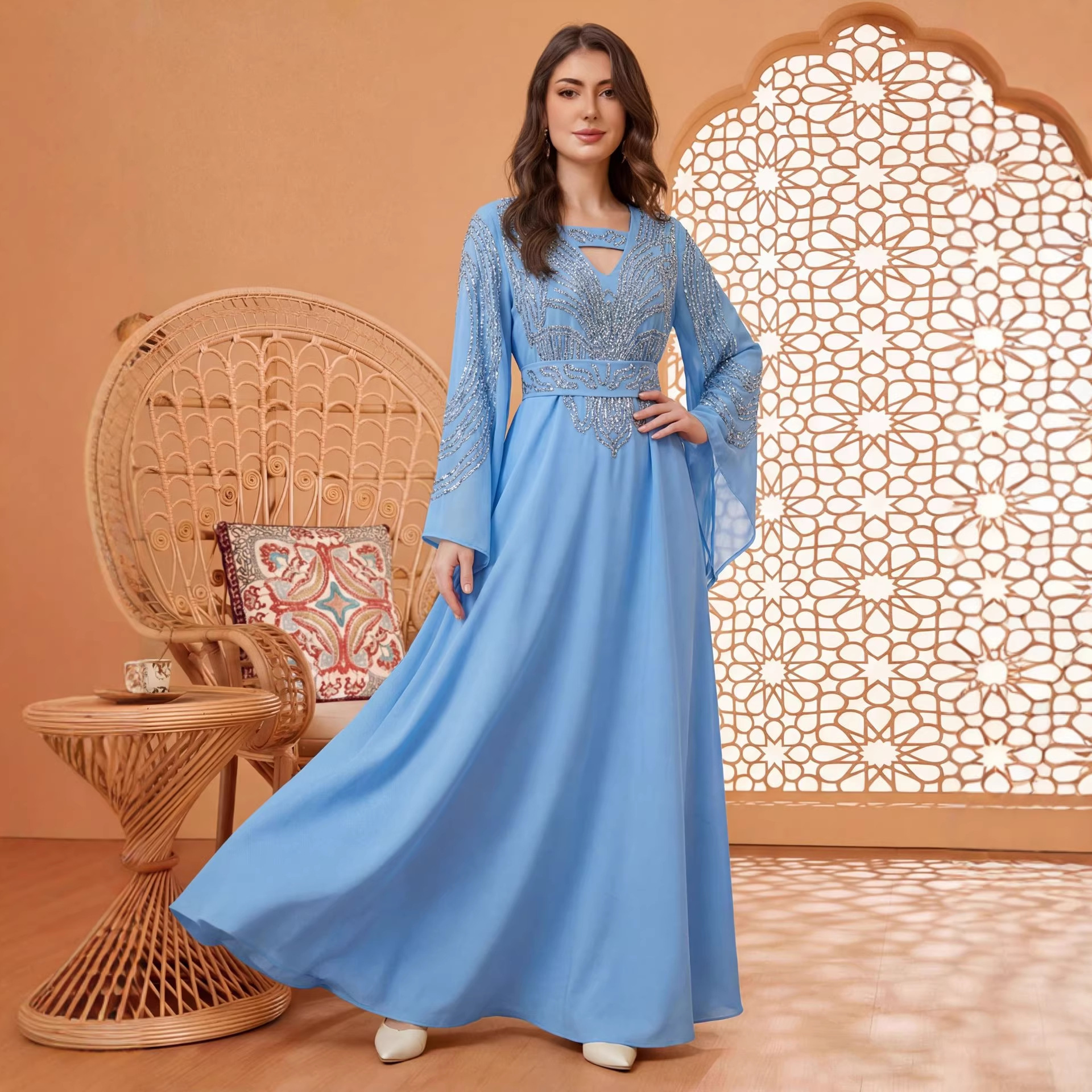 Robes pour femmes pour l'Aïd, Abaya musulmane, Jalabiya, Robe longue du Ramadan, Diamants, Ceintures, Maroc, Dubaï, Abayas, Kaftan, Islam, Vestidos 2026