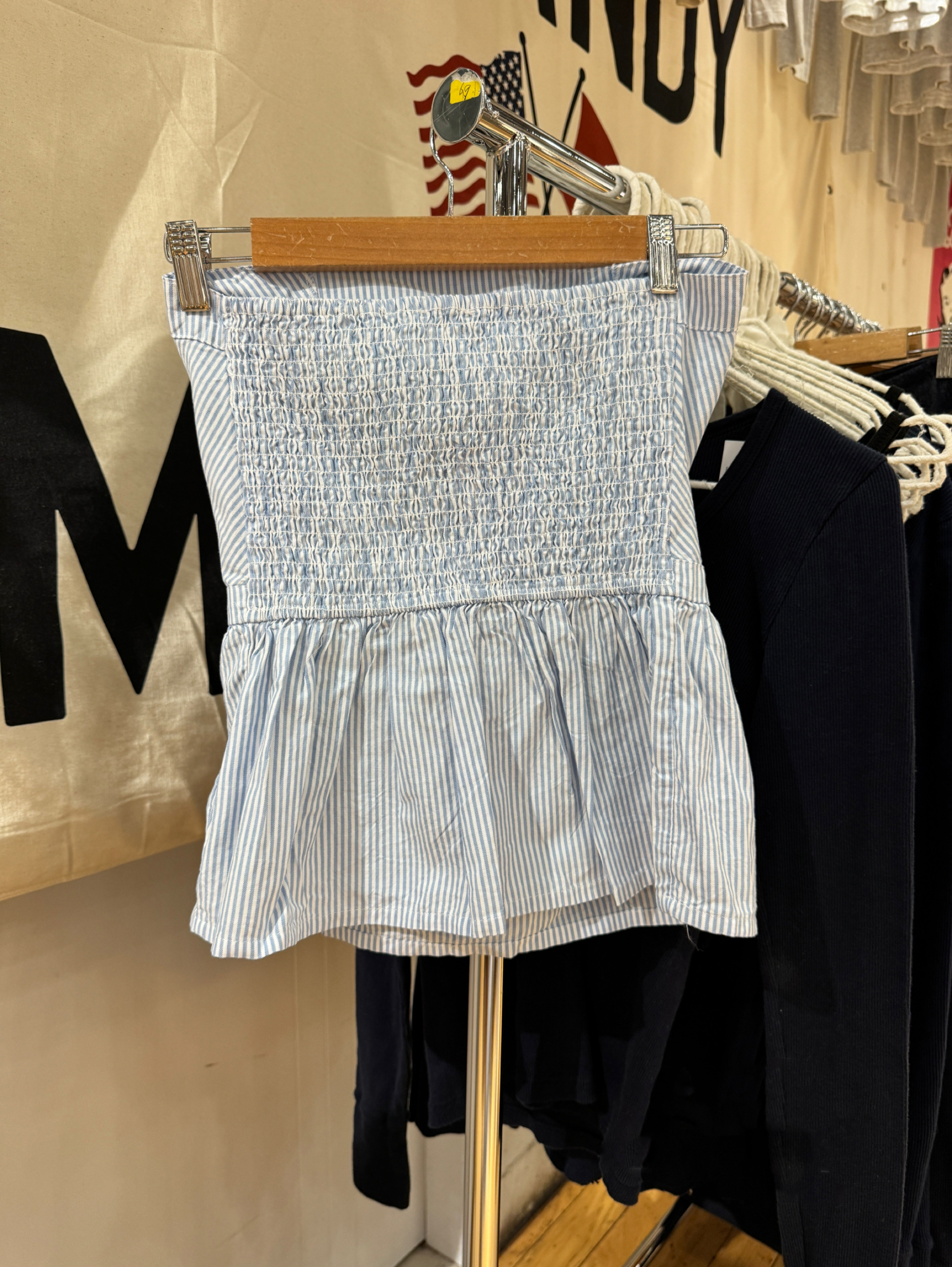 Nouveau débardeur tube rayé bleu pour femme, mignon, sans bretelles, en coton, sans manches, style preppy, décontracté et doux, coupe courte, pour l'été