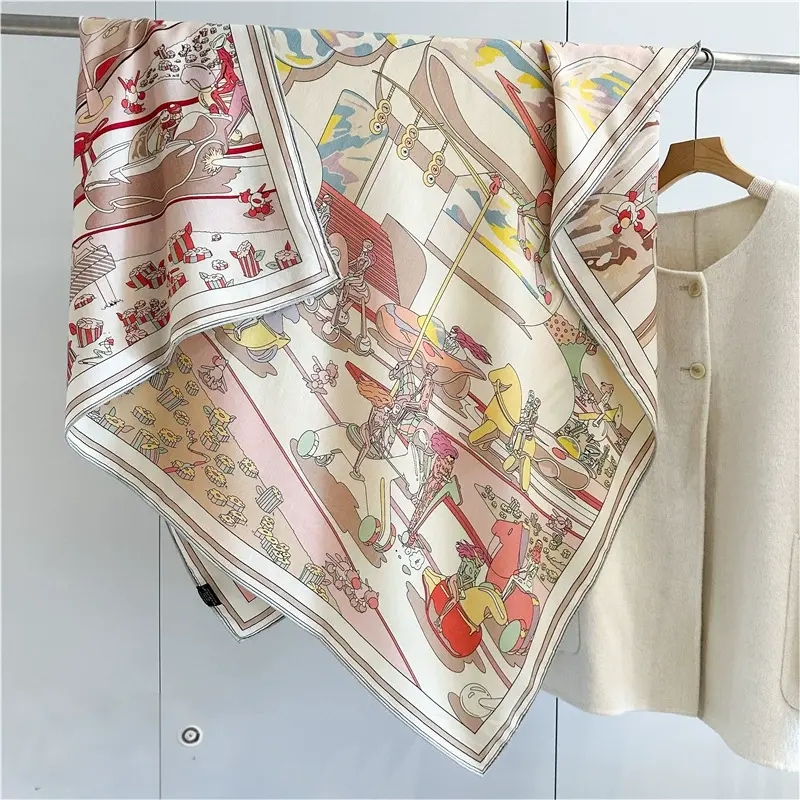 Design de luxe Double face imprimé soie laine femmes châle Bandana mode dame foulards pour l'hiver