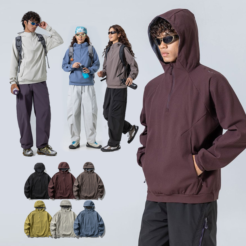 Sweat à capuche de sport d'extérieur unisexe, coupe ample et décontractée, à séchage rapide, à manches longues, pour couple