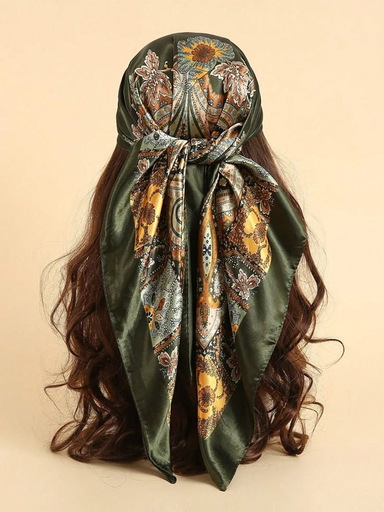 1pc Style bohème Paisley imprimé femmes Satin foulard en soie 90cm foulards carrés Hijab Foulard Bandana Femme Foulard