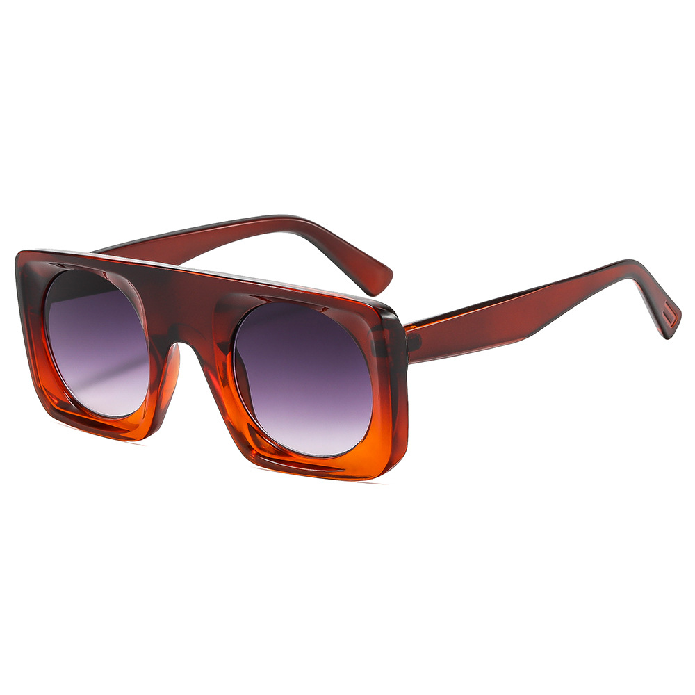 Nouvelles lunettes de soleil carrées 2026 pour hommes et femmes, monture large de créateur, verres ronds intégrés, protection solaire tendance UV400