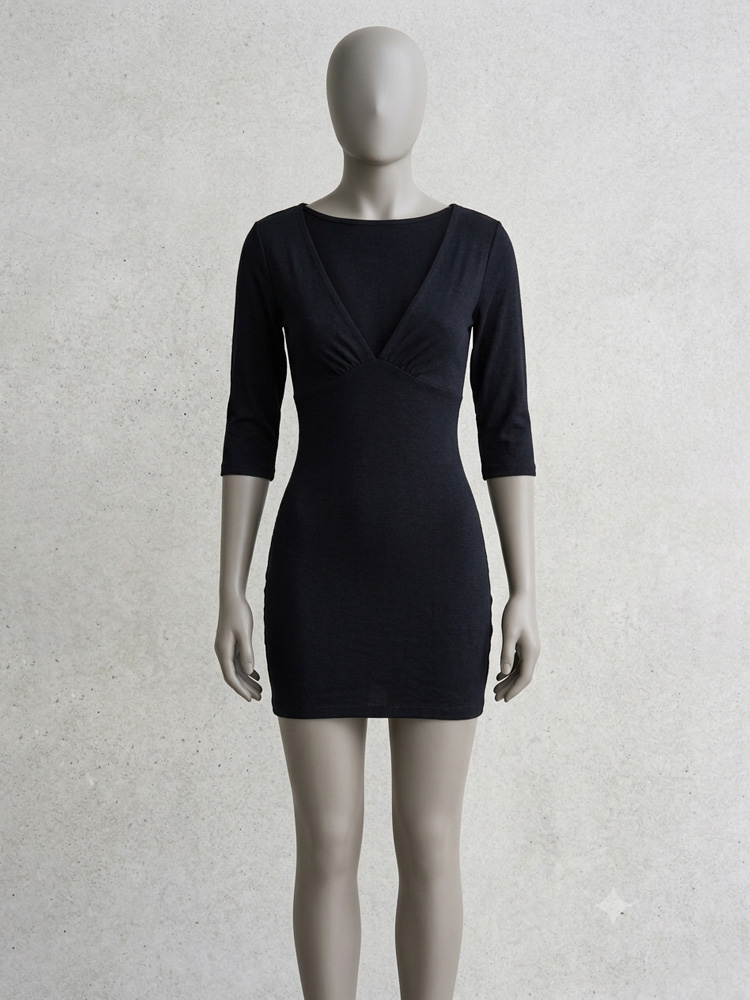 Nouvelle Robe Courte Décontractée Tossy pour Femme, Col en V Élégant, Manches Courtes, Couleur Unie, Taille Haute, Idéale pour le Bureau et les Soirées Estivales