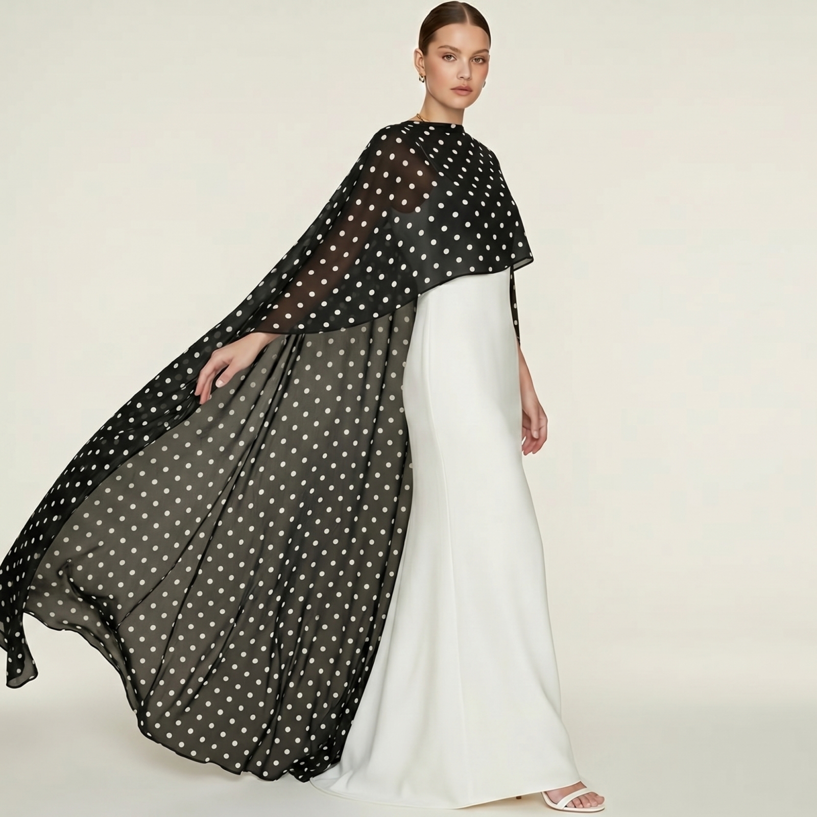 Cape en mousseline transparente pour femme, longue, élégante et légère, idéale comme châle ou couverture pour les soirées