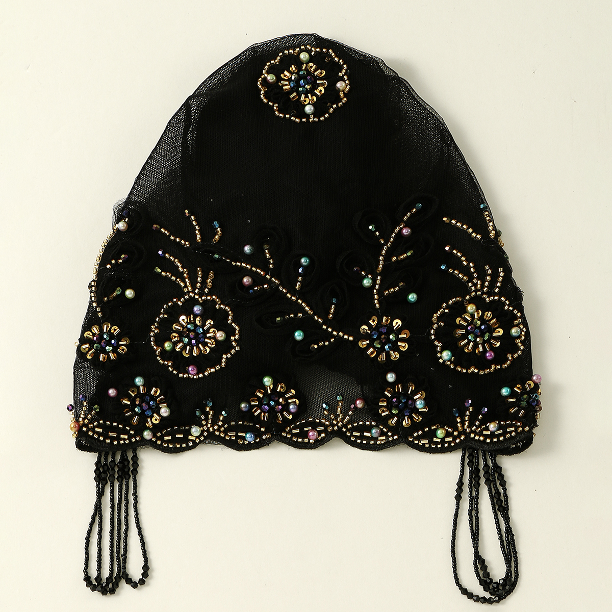 Chapeau de luxe en dentelle brodée de perles, casquettes en tissu maille, Tube de perles associé à un fil de diamant, chapeau brodé pour femmes arabes de dubaï