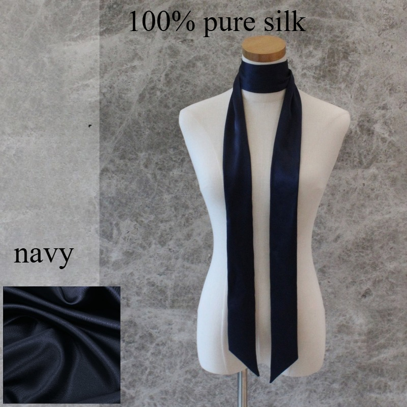Écharpe de cou 100% Soie de Mûrier 200*5CM, Foulard fin en soie, Bandeau pour cheveux, Ruban pour sac, Bandeaux DIY