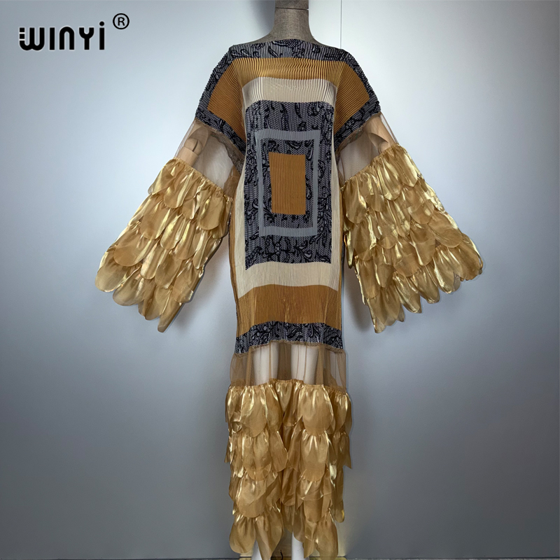 WINYI plissé élastique robe ample plage couvrir caftan abaya dubaï luxe robe de soirée mode robe de soirée abaya femme musulmane
