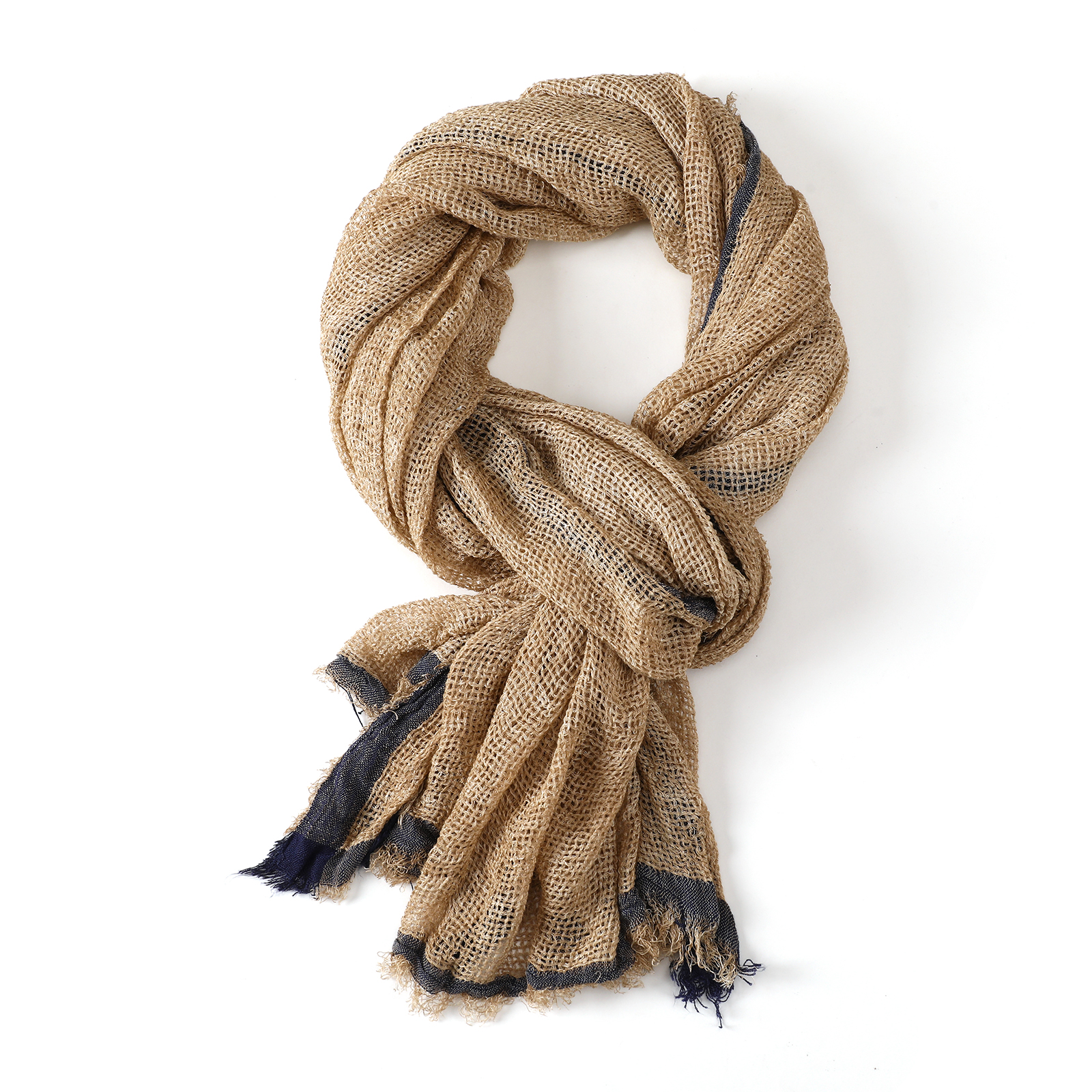 Écharpe en coton et lin rayée tendance pour hommes et femmes, respirante, chaude, pour les voyages en extérieur, avec franges courtes, châle, écharpe enveloppante
