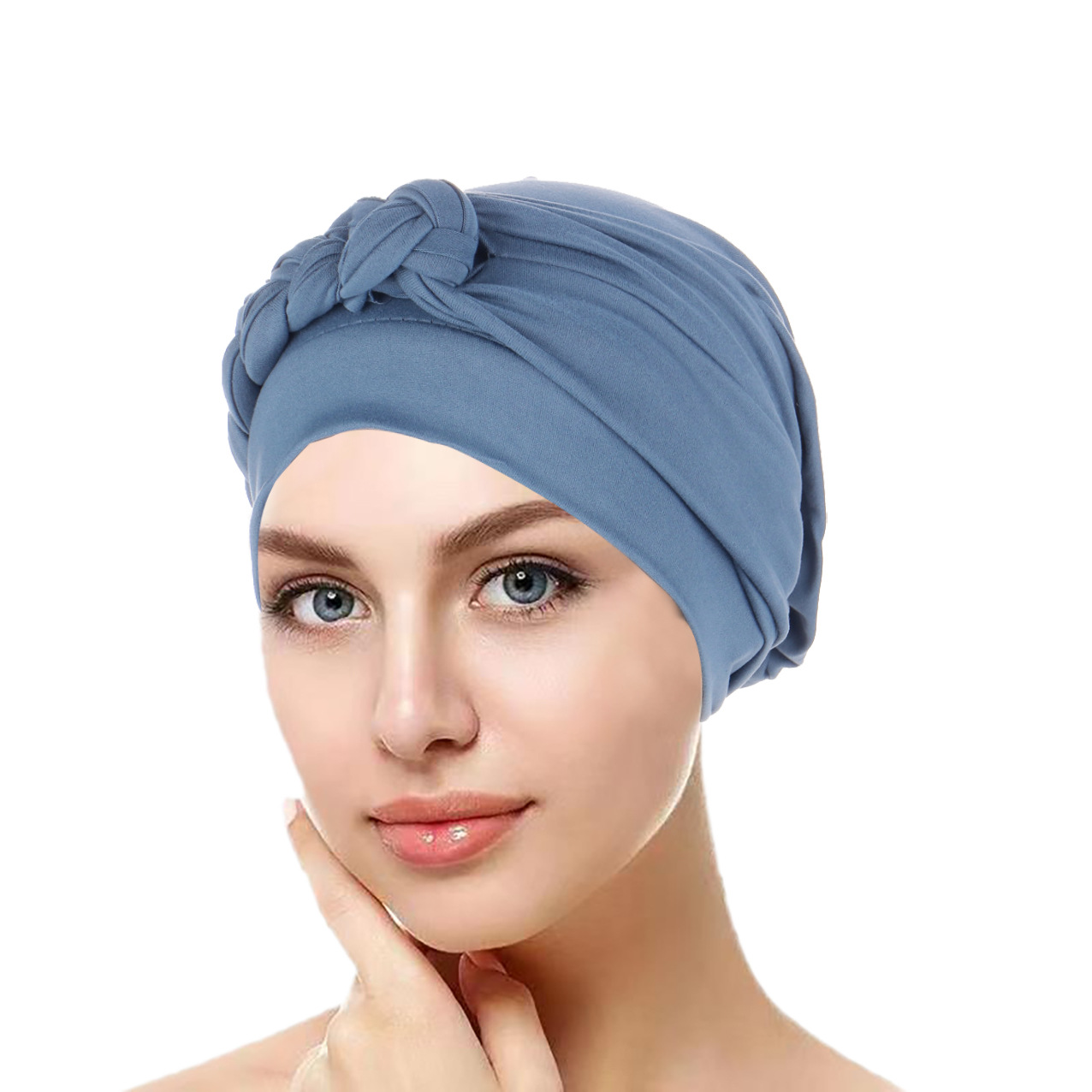 Casquettes Hijab musulmanes tressées de couleur unie, tête enveloppante pour femmes du Ramadan, Turban indien à la mode pour dames