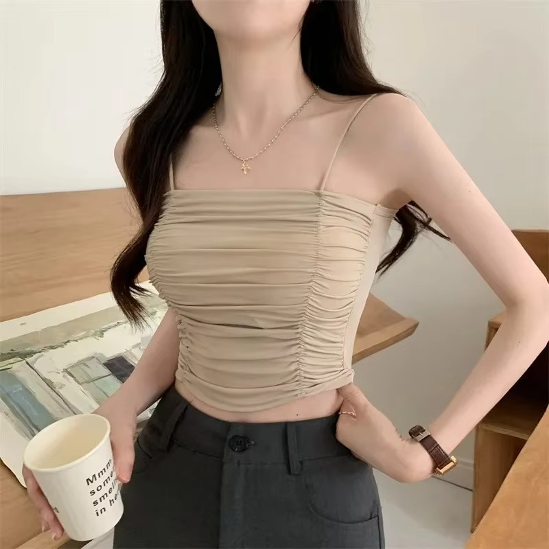 Haut femmes chemises Sexy sans manches bustiers filles hauts avec bretelles dame blanc Camisole rembourré soutiens-gorge femme vêtements haut Corset