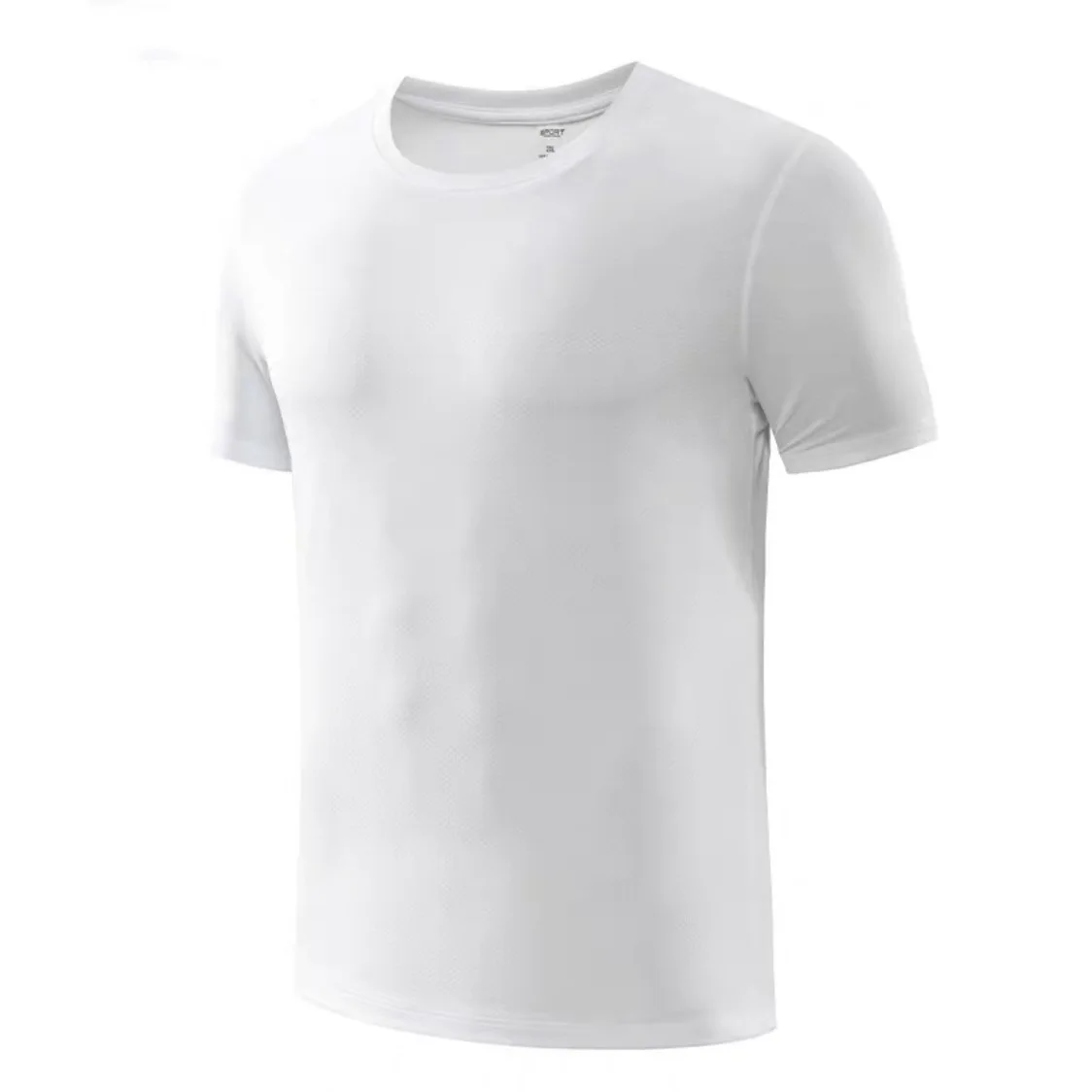 T-shirt d'été en soie glacée pour hommes, manches courtes froides, col rond, extensible, séchage rapide, respirant, chemise de sport