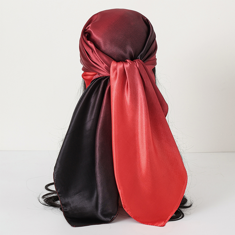 Foulards de tête en Satin de soie pour femmes, châles et enveloppes de cou, foulard carré 90x90cm, écharpe Hijab pour dames, Bandana