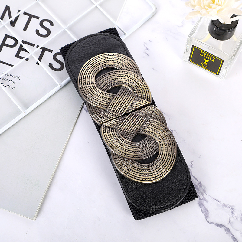 Ceinture large extensible pour femmes, accessoire polyvalent et tendance pour robes, ceinture large décorative en cuir
