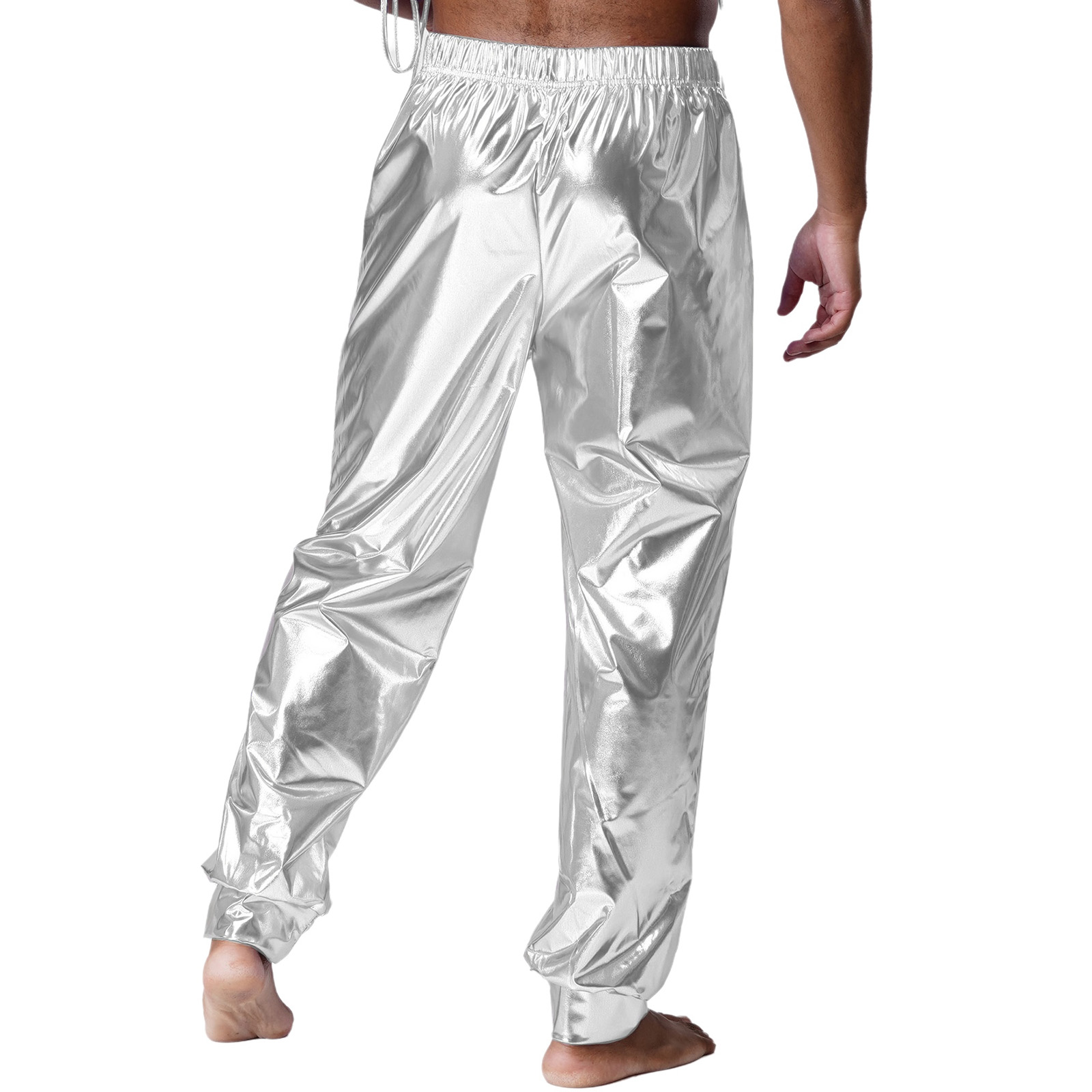 Pantalon Long métallique pour hommes, taille haute, Hip Hop, Hippies, Disco, danse de rue, Performance, fête, Club, Look haut, brillant
