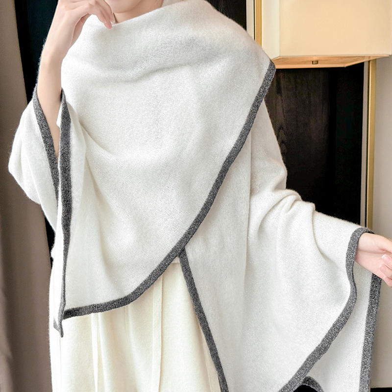 100% laine mérinos soie brillante châle écharpe femmes automne hiver mode Patchwork couleur grand châle écharpe 2025 nouveaux vêtements pour femmes