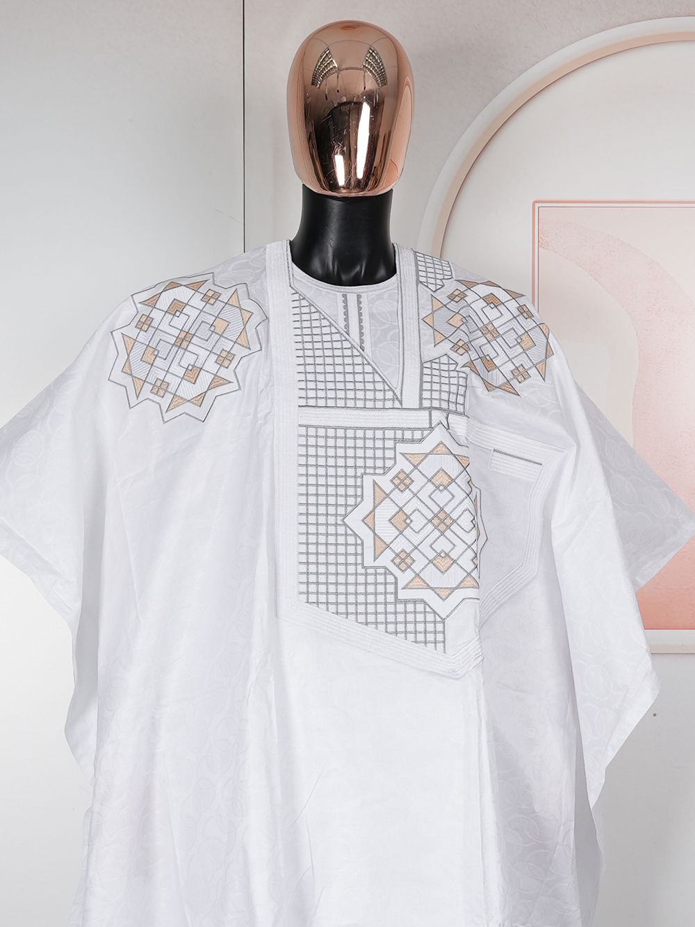 Ensemble de 3 pièces de vêtements africains pour hommes, tenue traditionnelle Dashiki, robe brodée, hauts et pantalons, costumes Bazin, vêtements de mariage musulman