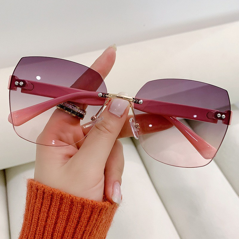Lunettes de soleil rétro pour femmes, sans monture, nickel é, plage, été, UV400