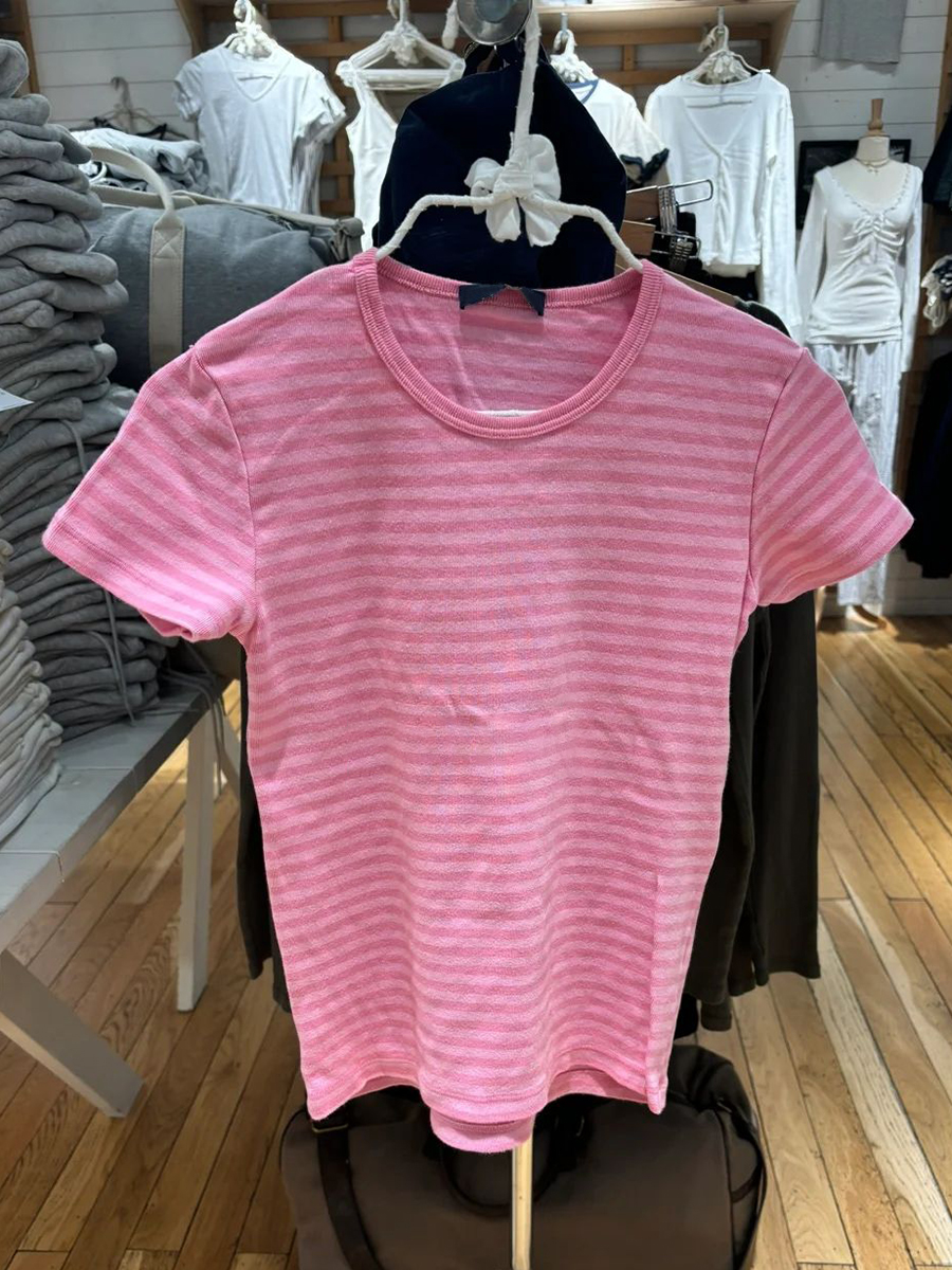 Économie rayés à manches courtes pour femmes, t-shirts minces pour femmes, col rond, style preppy, doux et mignon, t-shirt tout match, coton, printemps, Y2K