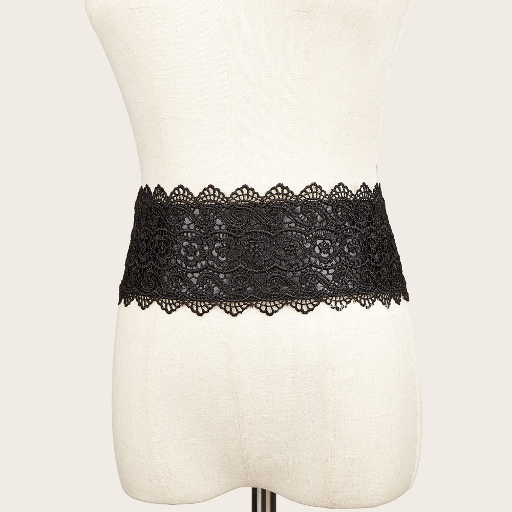 Boho Style Soft Lace Waist Belt Wide Self Tie Bow Tie Belt Cinched Waistband Wrap Around PU Leather Belt for Dresses