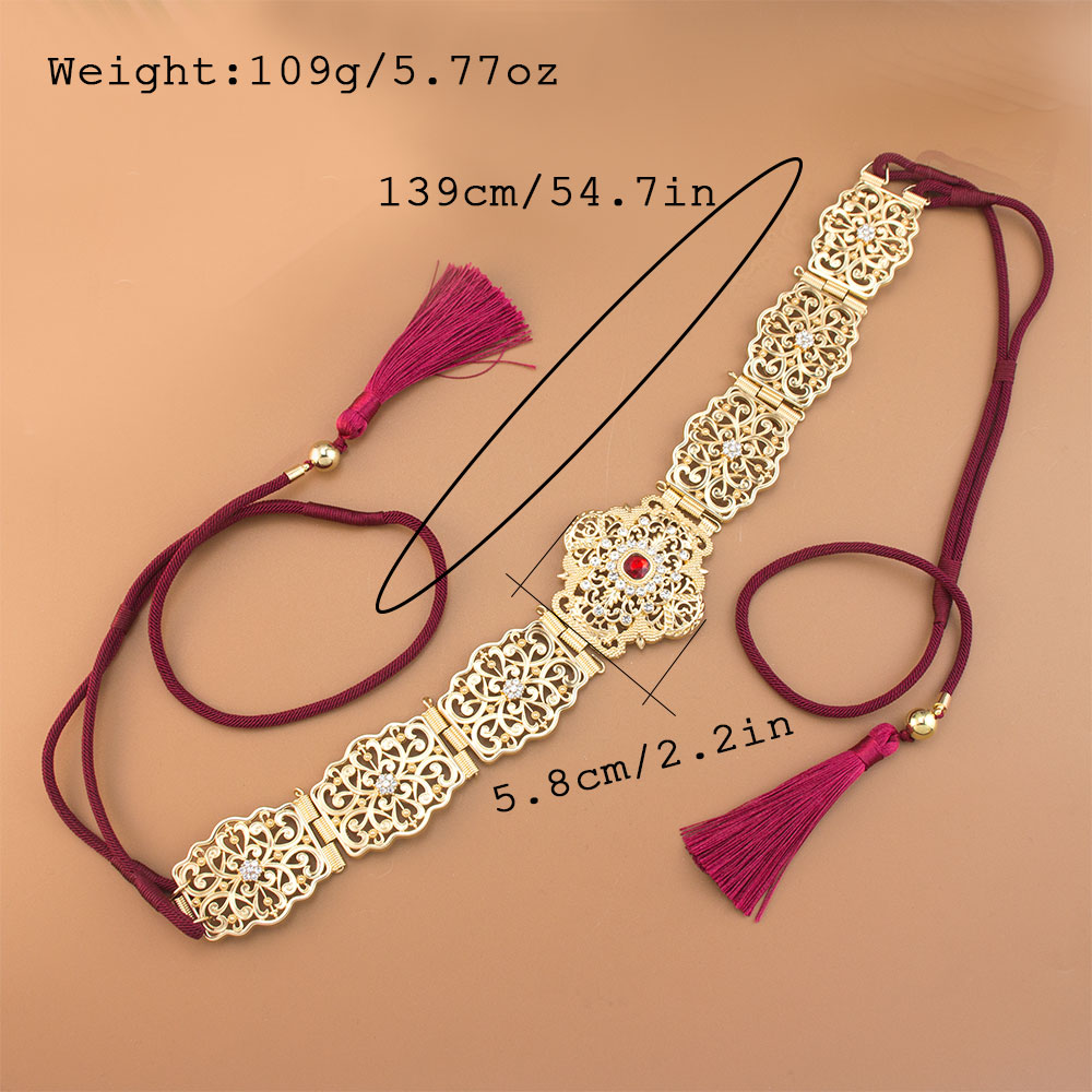 Ceinture en corde dorée pour femmes, ceinture de caftan marocain, bijoux de mariage en cristal, bijoux de festival arabe