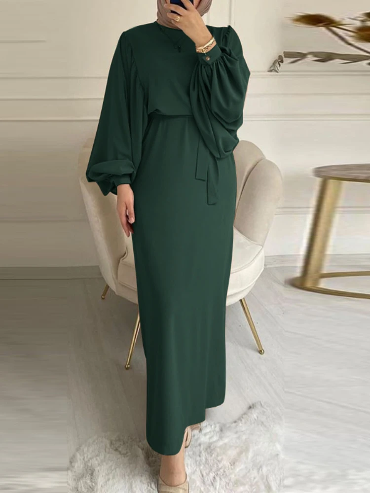 Robe musulmane marocaine à manches bouffantes pour femmes, Abaya, Kaftans, Robes de soirée décontractées, Turquie, Islam, Robe longue, Éducatif, Automne