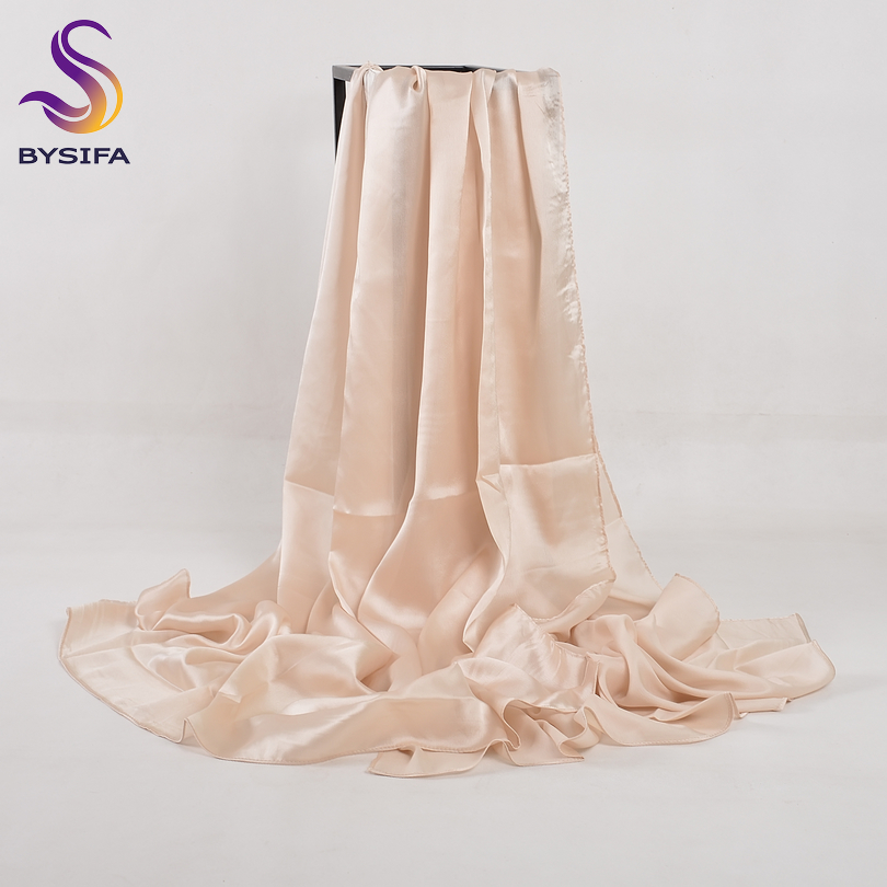 [BYSIFA] foulard en soie chinois hiver femmes longue écharpe en Satin châle de luxe vin rouge foulards Simple musulman plaine foulard 180*90 cm