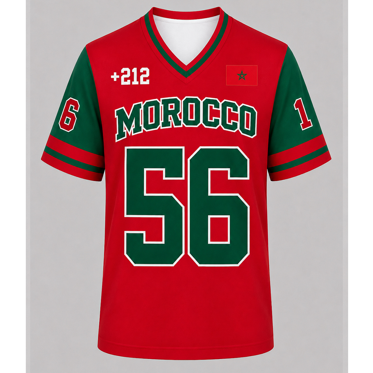 Nouveauté T-shirt d'entraînement sportif quotidien, T-shirt style rétro imprimé marocain, T-shirt de sport à col en V et manches courtes