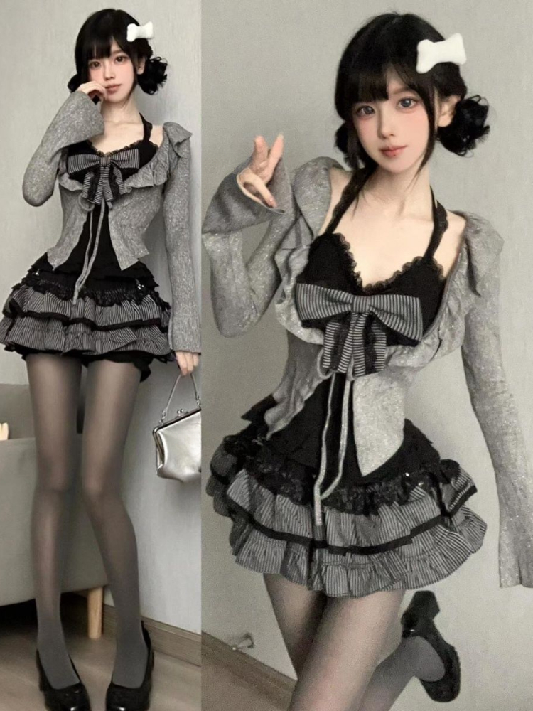 Robe pull tricotée pour femmes, décontractée, manches longues, élégante, française, Mini robe Y2k, même fête, mode coréenne, ensembles de robes de printemps