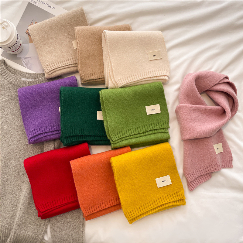 Femmes coréennes foulards en cachemire dame hiver épaissir chaud doux Pashmina châles enveloppes femme couleur Pure tricoté longue écharpe pour les femmes