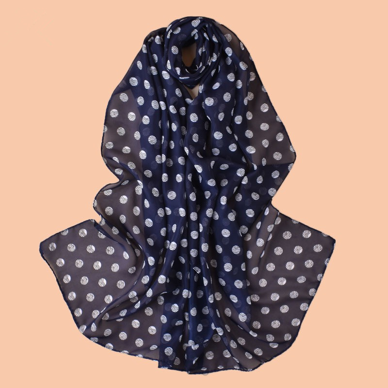 Élégants châles longs pour femmes, écharpes de plage anti-UV, hijabs, bandanas, foulards à pois en soie, écharpes en mousseline pour le cou 50x150cm