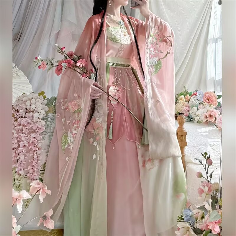 Robe Hanfu chinoise pour femmes, Costume de Cosplay de carnaval sur scène, costumes Hanfu Tang brodés roses, tenue de fête, robe Hanfu