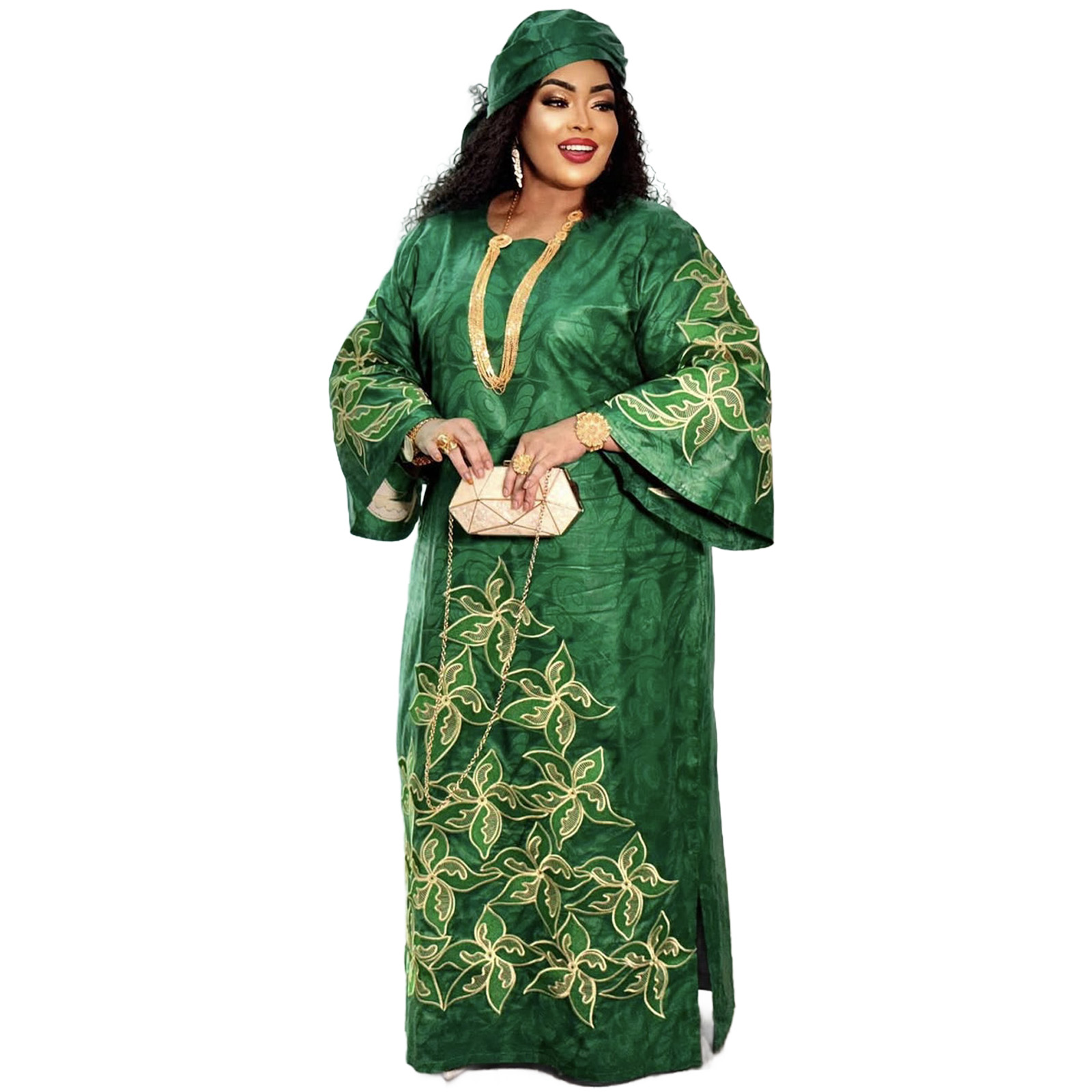 Tenue africaine pour femmes, abaya brodée, grande taille, robe élégante pour fêtes et églises