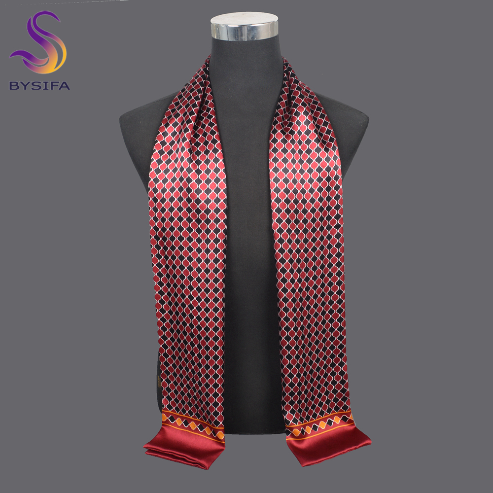 BYSIFA | Hommes vin rouge Paisley foulard en soie cravate imprimé mode nouveau Gentlemanly 100% soie mâle longues écharpes plus chaud écharpe 160*26 cm