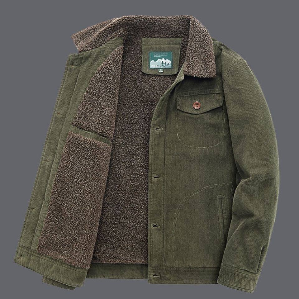 Veste en Velours Côtelé pour Homme, Parka Chaude, Décontractée, Plusieurs Poches, Vêtement Solide, Hiver