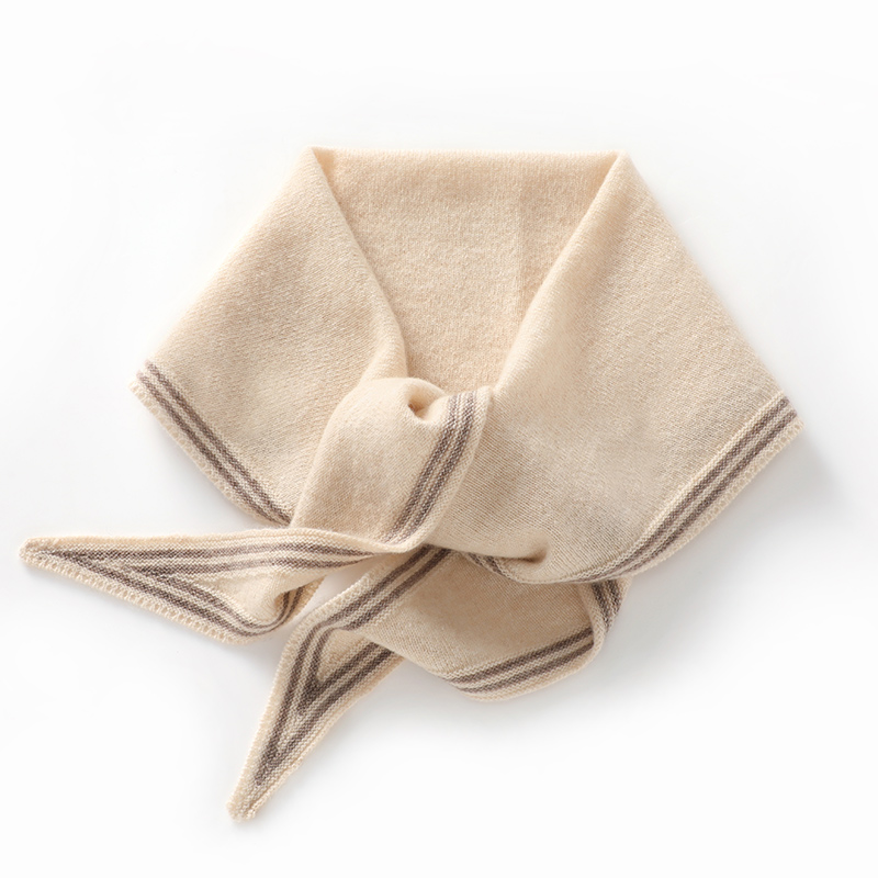 Écharpe Triangulaire 100% Cachemire pour Femme, Petit Châle, Cache-Cou, Rayé, Polyvalent, Capot, Pashmina, Accessoire en Tricot Doux, Printemps