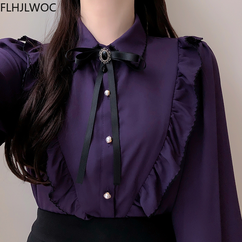 Femmes volants mignon nœud papillon hauts Style Preppy Vintage japonais corée Design bouton élégant formel chemises blanches Blouses