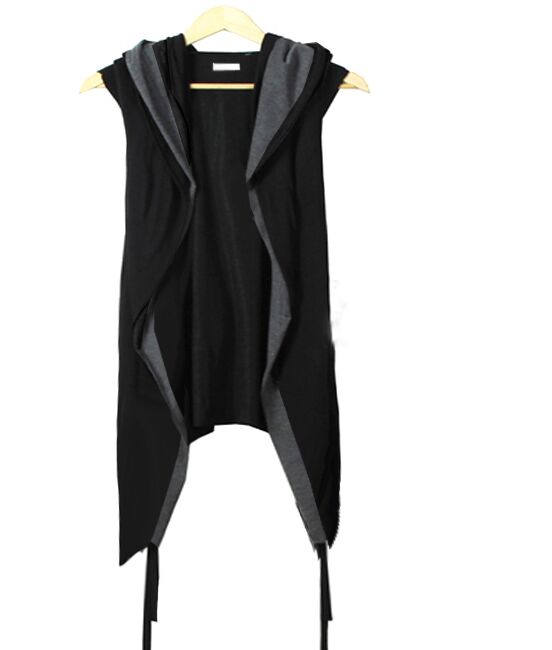Manteau faux deux pièces pour hommes, décontracté, grande taille, nouveauté, tendance, populaire, sans manches, gilets à capuche et châle, hip hop