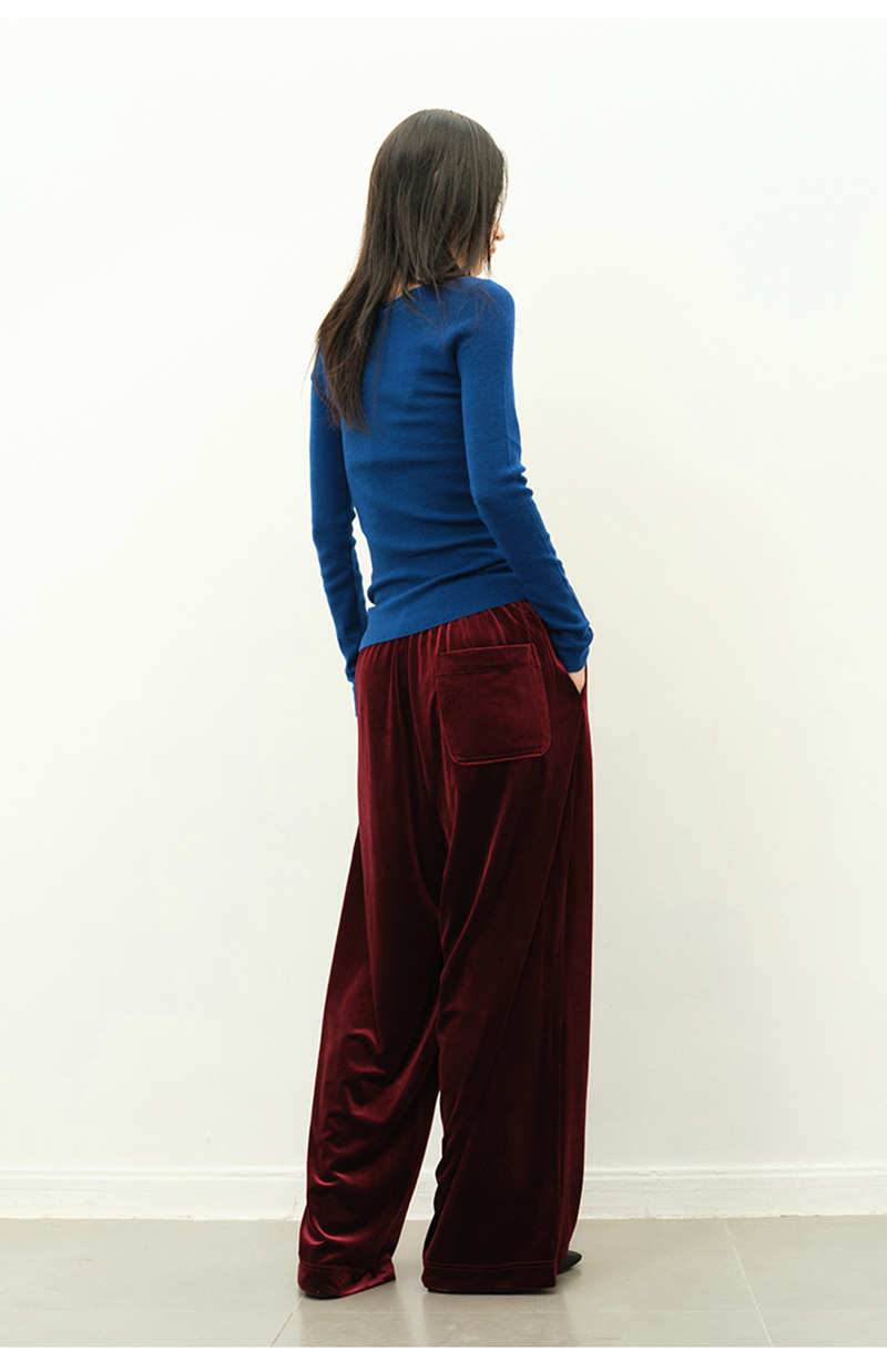 Pantalon haut de gamme en velours de soie pour femmes, chemise à jambes larges longueur au sol gris foncé, ample et décontracté pour l'extérieur, grande taille, doux et délicat